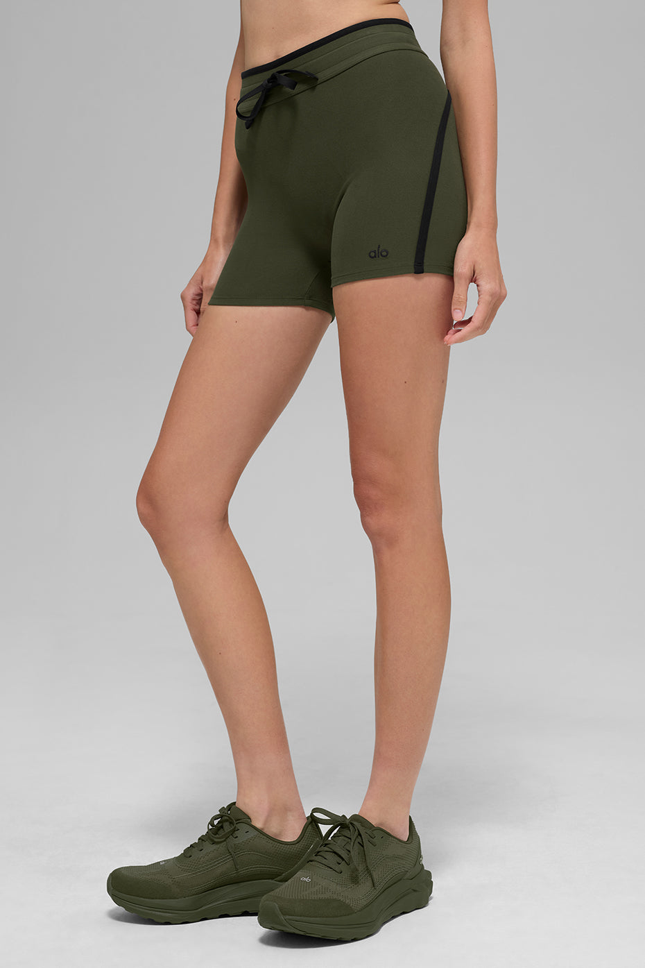 4 Airbrush High-Waist Race Pace Short - Green Olive/Black